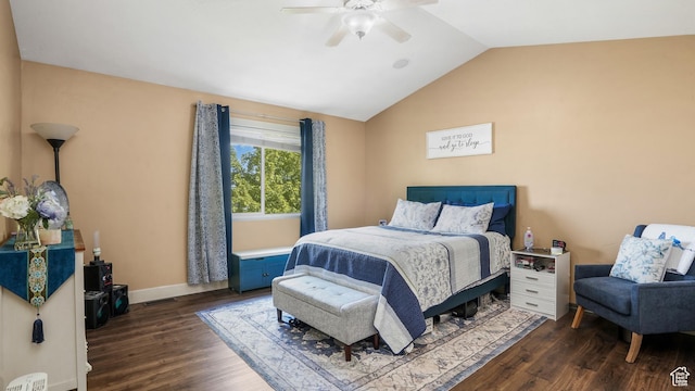 3417 S Kenna Ln Unit 1, West Haven, UT 84401 - bedroom with dark wood finished floors, lofted ceiling, and ceiling fan