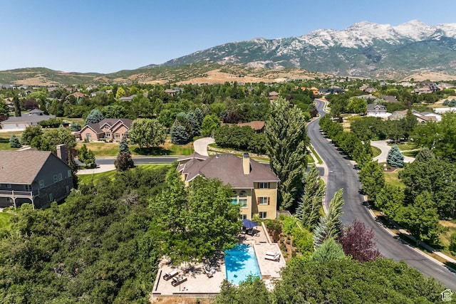 897 W Pfeifferhorn Dr, Alpine, UT 84004 - aerial view of residential area featuring a mountainous background and a pool area