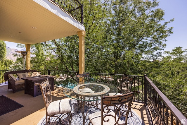897 W Pfeifferhorn Dr, Alpine, UT 84004 - patio / terrace with an outdoor living space with a fire pit