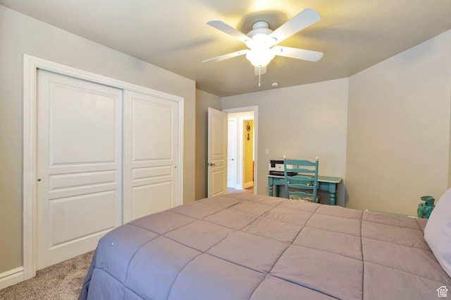 483 W 3500 N, Pleasant View, UT 84414 - bedroom featuring carpet, a closet, and a ceiling fan