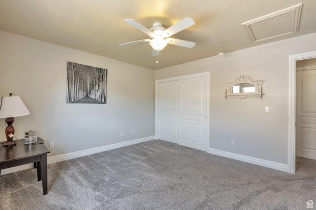 483 W 3500 N, Pleasant View, UT 84414 - unfurnished bedroom featuring carpet, attic access, a closet, and ceiling fan