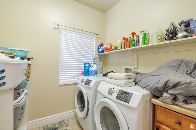483 W 3500 N, Pleasant View, UT 84414 - laundry area with washing machine and clothes dryer and light tile patterned floors