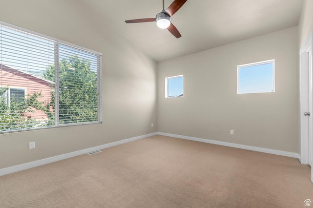 1012 W Willow Wind Dr, Farmington, UT 84025 - empty room with light carpet, ceiling fan, and vaulted ceiling