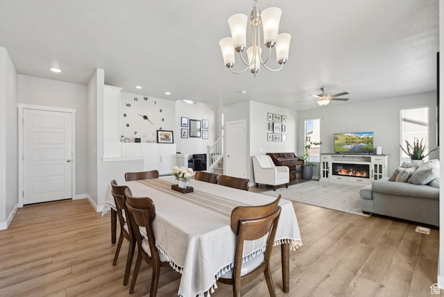 1346 W 1250 S, Springville, UT 84663 - dining area featuring light wood-style flooring, stairway, plenty of natural light, ceiling fan, and recessed lighting