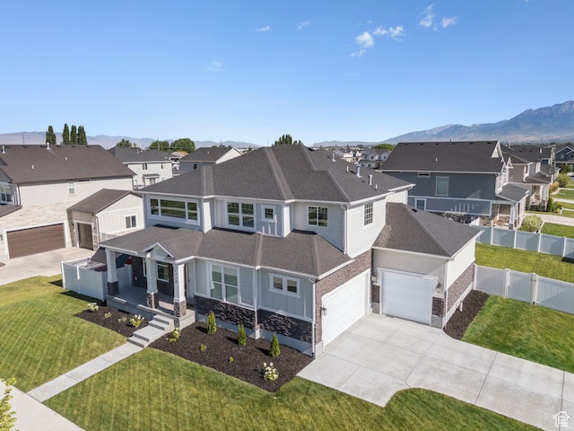 1346 W 1250 S, Springville, UT 84663 - view of front of property with a residential view, a shingled roof, concrete driveway, an attached garage, and a mountain view