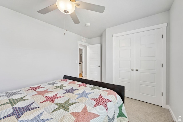 1346 W 1250 S, Springville, UT 84663 - bedroom featuring light carpet, a closet, and a ceiling fan