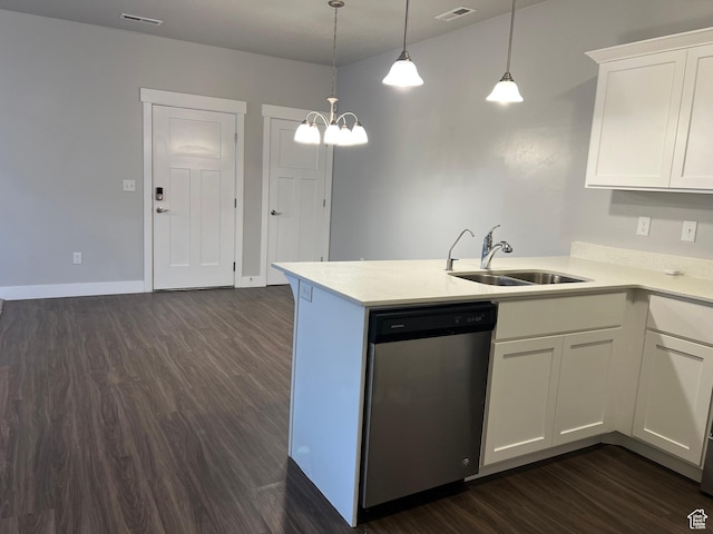14652 S Astin Ln Unit U102, Herriman, UT 84096 - kitchen with dishwasher, a peninsula, dark wood-style flooring, and light countertops