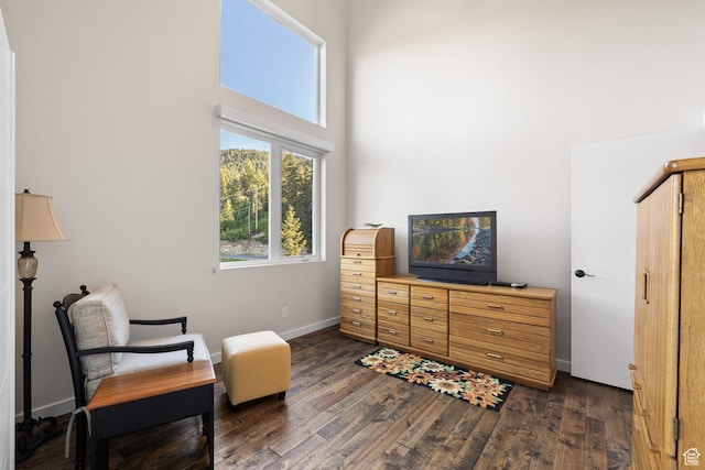 249 S Parkview Dr E, Park City, UT 84098 - living area featuring dark wood finished floors and a towering ceiling