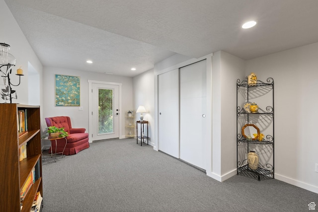 249 S Parkview Dr E, Park City, UT 84098 - living area featuring carpet flooring, recessed lighting, and a textured ceiling