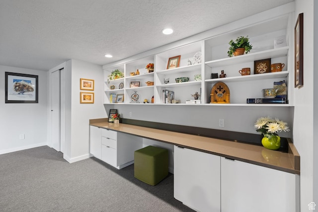 249 S Parkview Dr E, Park City, UT 84098 - office space with built in study area, a textured ceiling, dark colored carpet, and recessed lighting