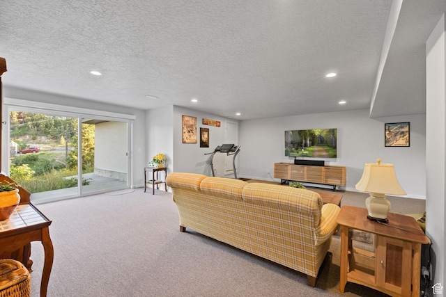 249 S Parkview Dr E, Park City, UT 84098 - living room with recessed lighting, a textured ceiling, and carpet floors