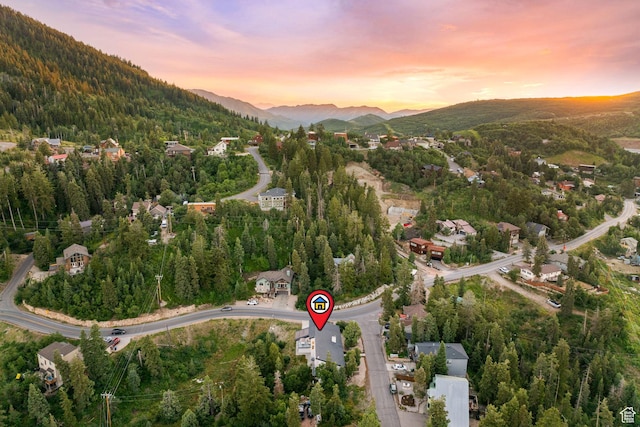 249 S Parkview Dr E, Park City, UT 84098 - aerial view of property and surrounding area with mountains and a forest