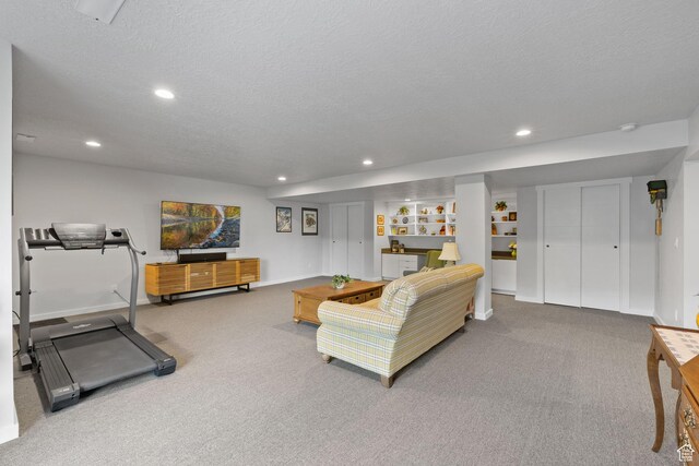249 S Parkview Dr E, Park City, UT 84098 - living room with carpet flooring, recessed lighting, and a textured ceiling