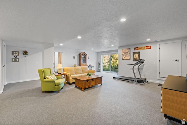 249 S Parkview Dr E, Park City, UT 84098 - carpeted living room with a textured ceiling and recessed lighting