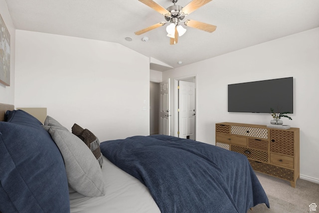 1339 Alpine Way, Provo, UT 84606 - bedroom featuring lofted ceiling, light colored carpet, and a ceiling fan
