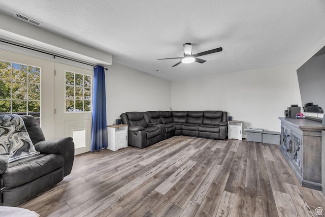 5548 S 3850 W, Roy, UT 84067 - living room with wood finished floors and ceiling fan