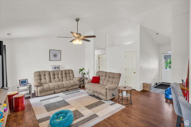 331 W 1910 S, Hurricane, UT 84737 - living area featuring wood finished floors, a ceiling fan, and high vaulted ceiling
