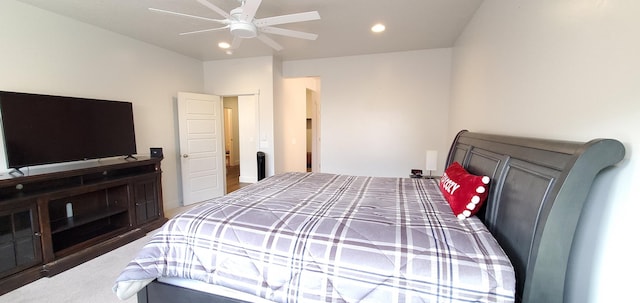 3040 E Lavatera Dr S, St George, UT 84790 - bedroom featuring recessed lighting, a ceiling fan, and carpet