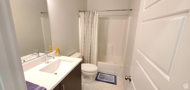 3040 E Lavatera Dr S, St George, UT 84790 - bathroom with vanity, tile patterned floors, and shower / bathtub combination with curtain