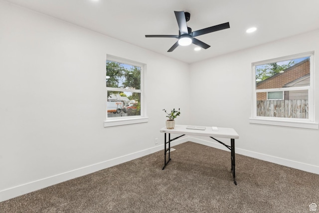 1043 S 1300 W, Salt Lake City, UT 84104 - home office featuring carpet, plenty of natural light, recessed lighting, and a ceiling fan