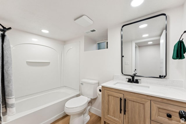 1043 S 1300 W, Salt Lake City, UT 84104 - full bathroom with vanity, wood finished floors, washtub / shower combination, and recessed lighting