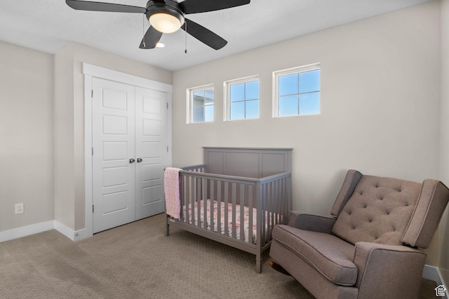 4982 N Goosefoot Dr Unit 51, Eagle Mountain, UT 84005 - carpeted bedroom with a closet, ceiling fan, and a nursery area