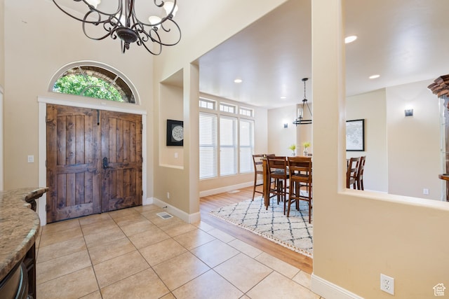 358 S 1040 W, Hurricane, UT 84737 - entryway with a chandelier, light tile patterned floors, and recessed lighting