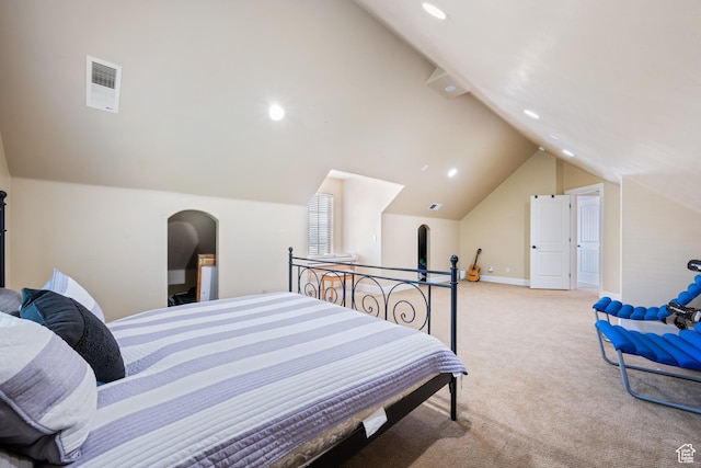 358 S 1040 W, Hurricane, UT 84737 - bedroom with lofted ceiling, light colored carpet, and recessed lighting