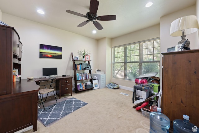 358 S 1040 W, Hurricane, UT 84737 - office area featuring carpet flooring, a ceiling fan, and recessed lighting
