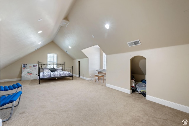 358 S 1040 W, Hurricane, UT 84737 - bedroom with carpet flooring, lofted ceiling, and recessed lighting