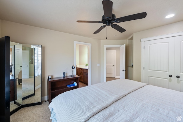358 S 1040 W, Hurricane, UT 84737 - bedroom with light colored carpet, a closet, and a ceiling fan