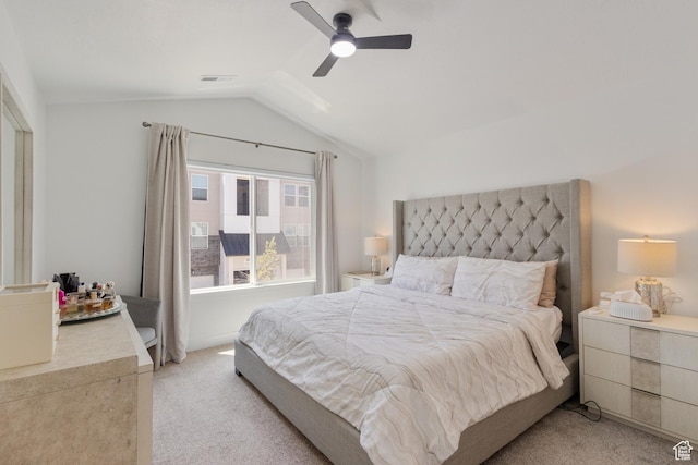 13568 S Vernet Dr W Unit 1824, Riverton, UT 84096 - bedroom featuring light colored carpet, lofted ceiling, and ceiling fan
