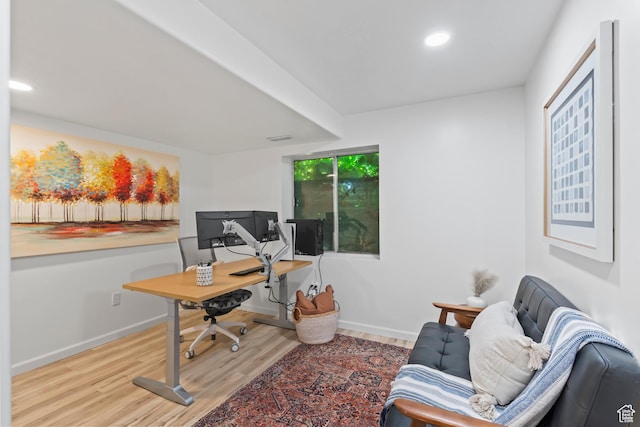 8378 S Sycamore Tree Cv E, Sandy, UT 84094 - office area with wood finished floors and recessed lighting