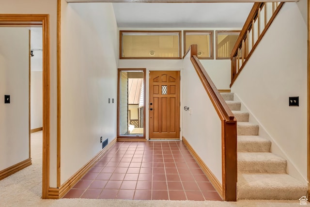 3697 Wagon Wheel Way, Park City, UT 84098 - tiled foyer entrance with stairway and baseboards