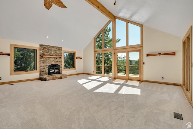 3697 Wagon Wheel Way, Park City, UT 84098 - unfurnished living room with high vaulted ceiling and light carpet