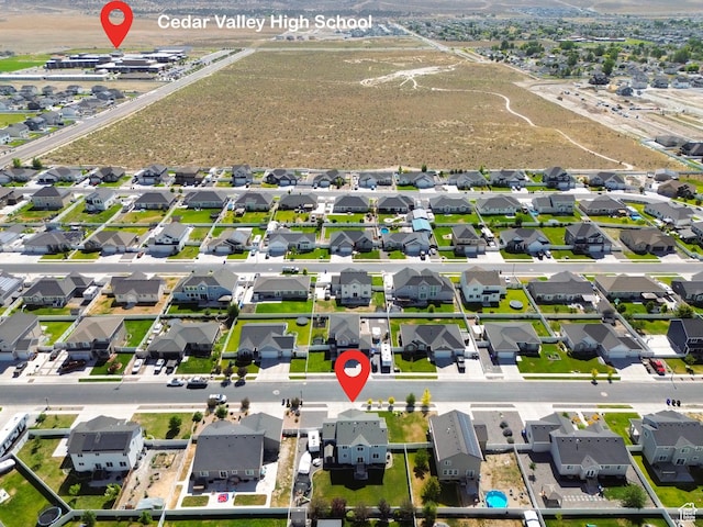 4857 N Goosefoot Dr, Eagle Mountain, UT 84005 - aerial overview of property's location with nearby suburban area