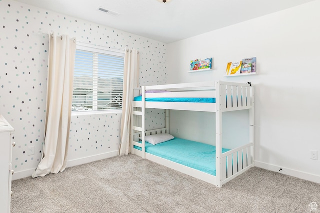4857 N Goosefoot Dr, Eagle Mountain, UT 84005 - carpeted bedroom featuring baseboards and wallpapered walls