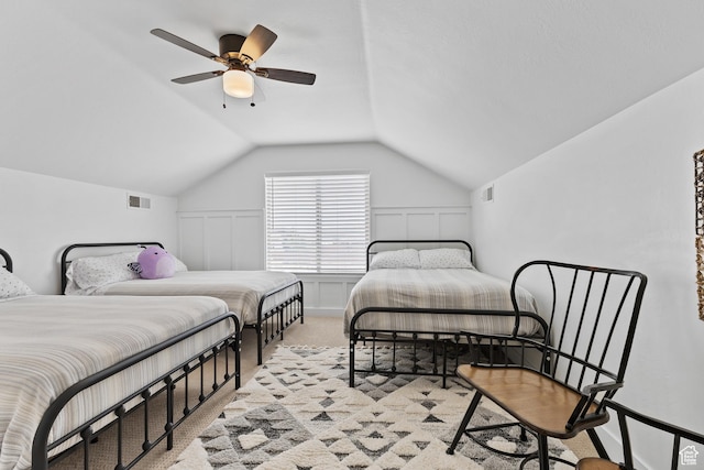 4323 W 2650th Cir S, Hurricane, UT 84737 - bedroom featuring light carpet, lofted ceiling, and a ceiling fan