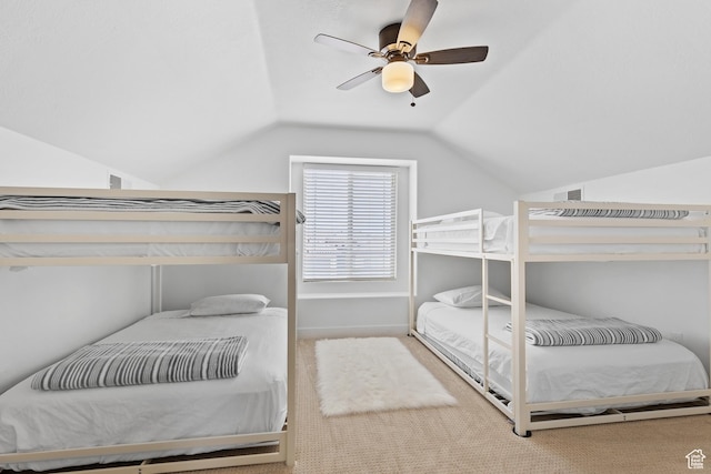 4323 W 2650th Cir S, Hurricane, UT 84737 - carpeted bedroom featuring lofted ceiling and a ceiling fan
