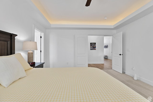 4323 W 2650th Cir S, Hurricane, UT 84737 - carpeted bedroom with a tray ceiling and ceiling fan