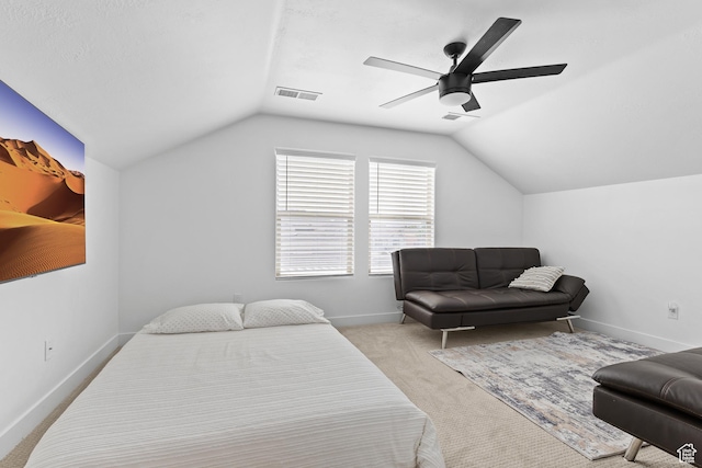 4323 W 2650th Cir S, Hurricane, UT 84737 - bedroom with lofted ceiling, light colored carpet, and ceiling fan