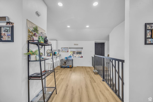 450 E 32 S, Ogden, UT 84401 - corridor with light wood-type flooring, recessed lighting, and an upstairs landing