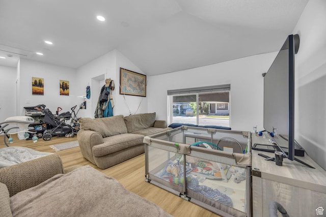 450 E 32 S, Ogden, UT 84401 - living room with wood finished floors, recessed lighting, and vaulted ceiling