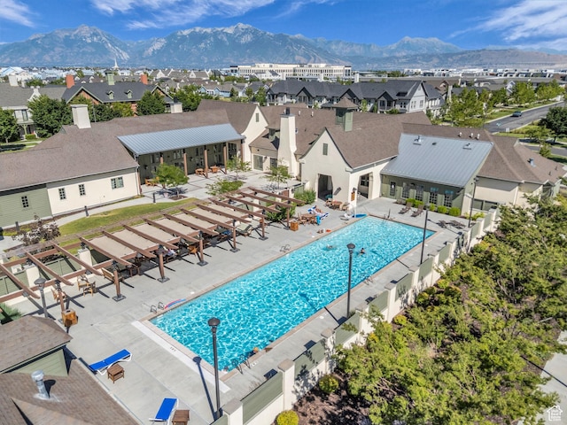 5103 W Black Twig Dr, South Jordan, UT 84009 - community pool featuring a residential view, a mountain view, and a patio