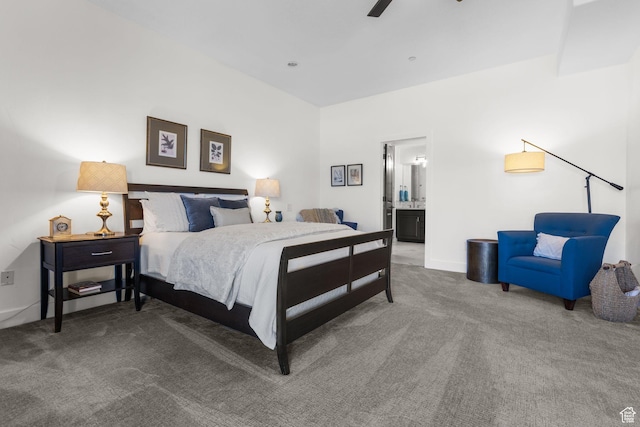 12403 Ross Creek Dr, Kamas, UT 84036 - bedroom featuring carpet, connected bathroom, and a ceiling fan