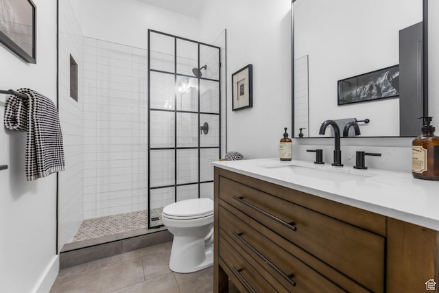 12403 Ross Creek Dr, Kamas, UT 84036 - full bathroom featuring vanity, a tile shower, and tile patterned floors