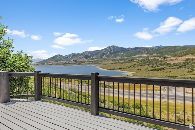 12403 Ross Creek Dr, Kamas, UT 84036 - wooden deck with a water and mountain view