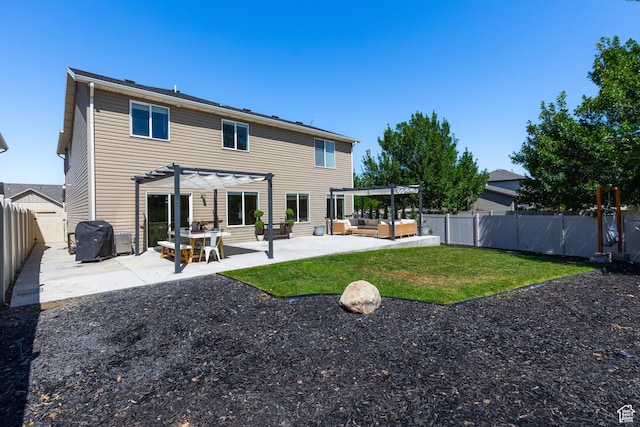 1012 N Cambria Dr, North Salt Lake, UT 84054 - back of property with a pergola, outdoor lounge area, a fenced backyard, and a patio area