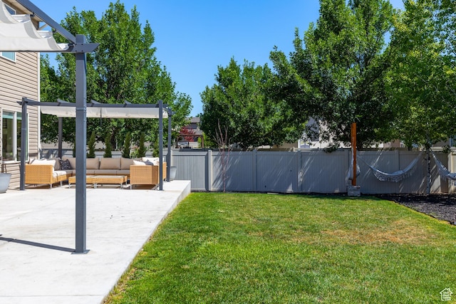 1012 N Cambria Dr, North Salt Lake, UT 84054 - fenced backyard featuring an outdoor hangout area, a patio area, and a pergola