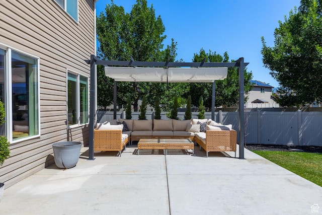 1012 N Cambria Dr, North Salt Lake, UT 84054 - fenced backyard with an outdoor living space, a patio, and a pergola